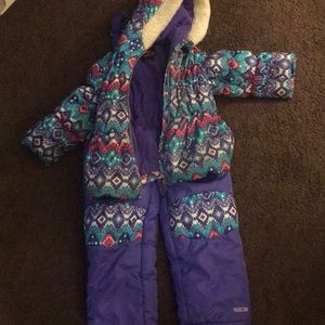 Girls bright colored snow suit with jacket